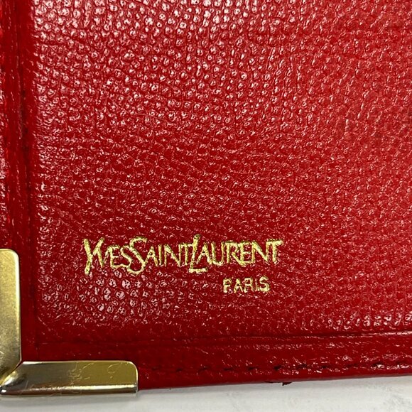 Yves Saint Laurent (YSL) Vintage Red Leather Compact Bifold Wallet - Preowned - Picture 5 of 11